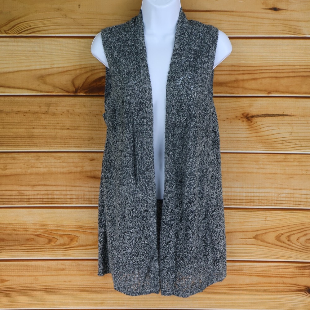 Croft & Barrow Sleeveless Cardigan Sweater Womens Size M Gray Heathered Open Fit
